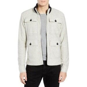 Tunellus Men's Full Zip Sweater Jacket 4 Pocket Jacket In Cream Size L $170